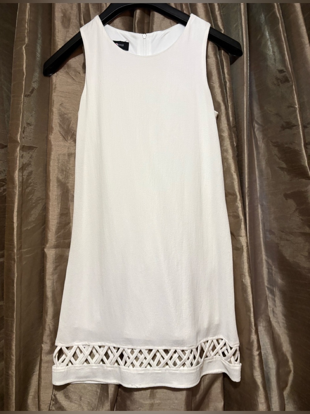 Amy Byer White Sleeveless Mini Dress with Lattice Hem LOOK@2ndPic 16↔️26↕️ #1809